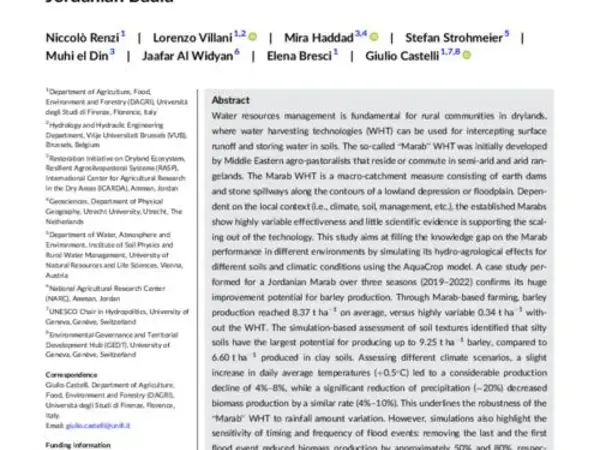 Modeling-based performance assessment of an indigenous macro-catchment water harvesting technique (Marab) in the Jordanian Badia