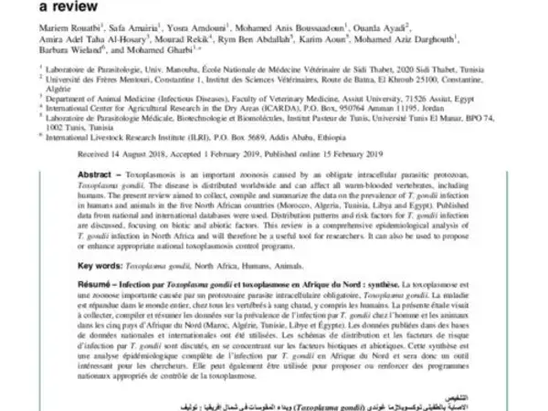 Toxoplasma gondii infection and toxoplasmosis in North Africa: a review