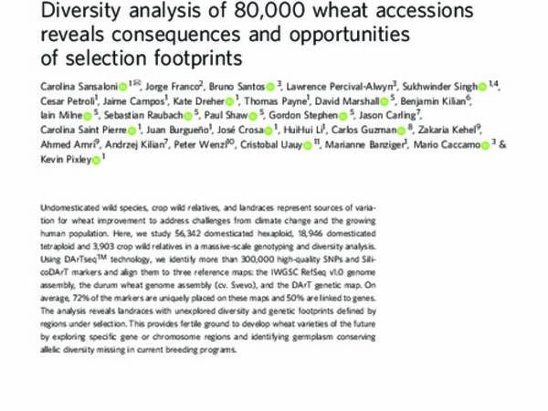 Diversity analysis of 80,000 wheat accessions reveals consequences and opportunities of selection footprints