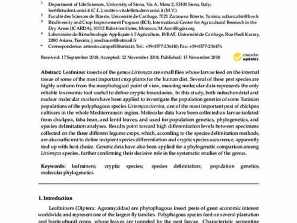 Cryptic Diversity Hidden within the Leafminer Genus Liriomyza (Diptera: Agromyzidae) 