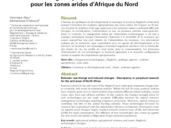 Changement réel et changement induit Décalage ou perpétuelle recherche pour les zones arides d'Afrique du Nord