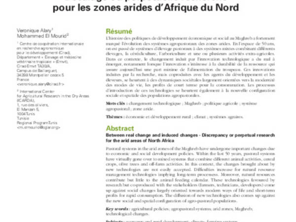 Changement réel et changement induit Décalage ou perpétuelle recherche pour les zones arides d'Afrique du Nord