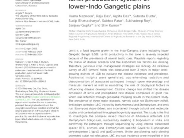 Disease spectrum and its molecular characterisation in the lentil production system of lower-Indo Gangetic plains