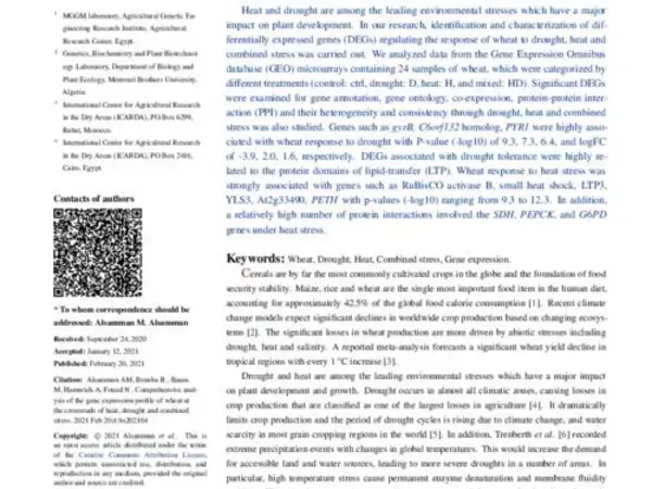 Comprehensive analysis of the gene expression profile of wheat at the crossroads of heat, drought and combined stress
