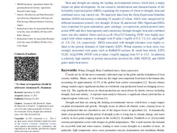 Comprehensive analysis of the gene expression profile of wheat at the crossroads of heat, drought and combined stress