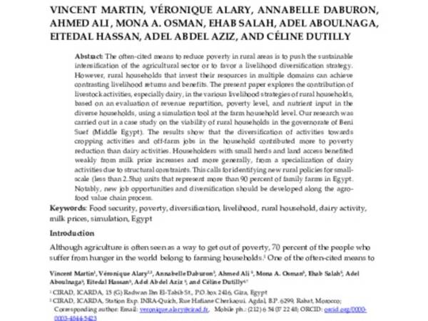 Food Security, Poverty and Diversification: Relative Contribution of Livestock Activities on Small-scale Farms in Egypt