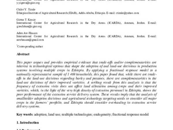 Modelling land-use decisions in production systems involving multiple crops and varieties