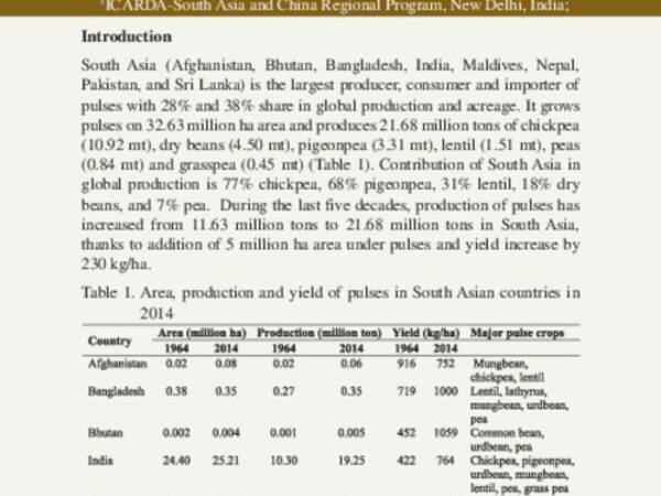 Biodiversity and varietal development of pulses in South Asia