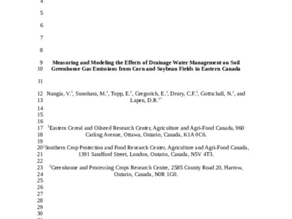 Measuring and modeling the effects of drainage water management on soil greenhouse gas fluxes from corn and soybean fields