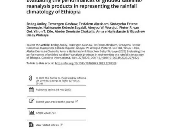Evaluating the performances of gridded satellite/ reanalysis products in representing the rainfall climatology of Ethiopia