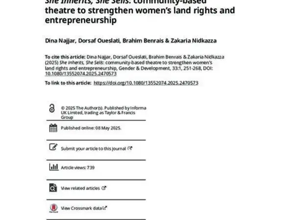 She Inherits, She Sells: community-based  theatre to strengthen women’s land rights and  entrepreneurship
