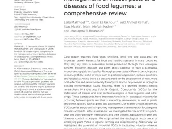 Potential of volatile organic compounds in the management of insect pests and diseases of food legumes: a comprehensive review