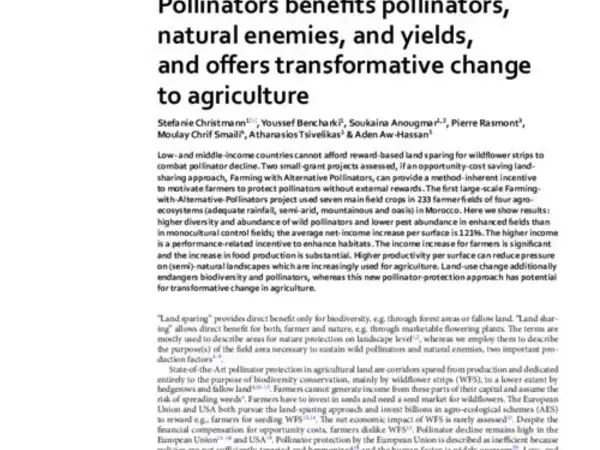 Farming with Alternative Pollinators benefits pollinators, natural enemies, and yields, and offers transformative change to agriculture