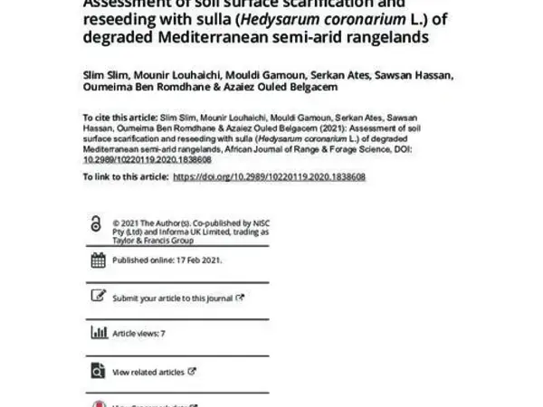 Assessment of soil surface scarification and reseeding with sulla (Hedysarum coronarium L.) of degraded Mediterranean semi-arid rangelands