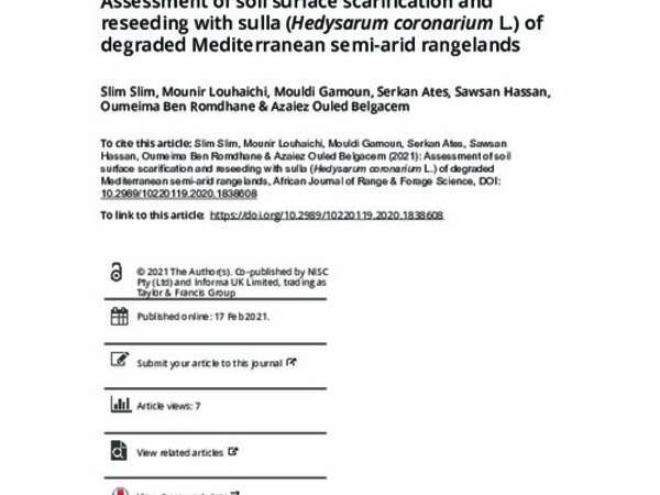 Assessment of soil surface scarification and reseeding with sulla (Hedysarum coronarium L.) of degraded Mediterranean semi-arid rangelands