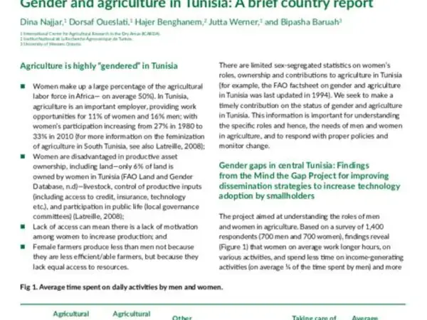 Gender and agriculture in Tunisia: A brief country report