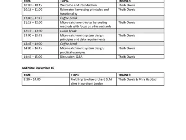 Agenda - Workshop on targeting WH system design and implementation