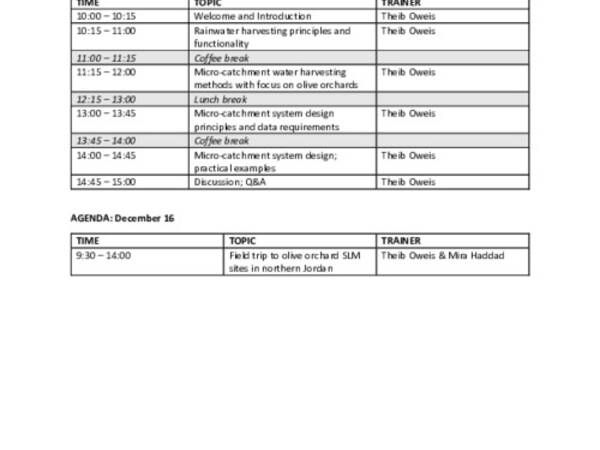 Agenda - Workshop on targeting WH system design and implementation