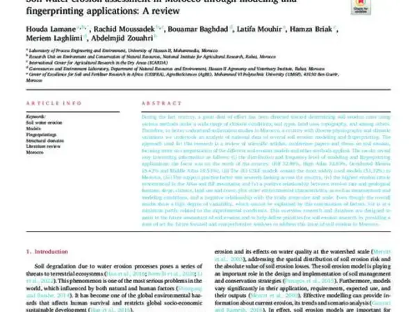 Soil water erosion assessment in Morocco through modeling and fingerprinting applications: A review