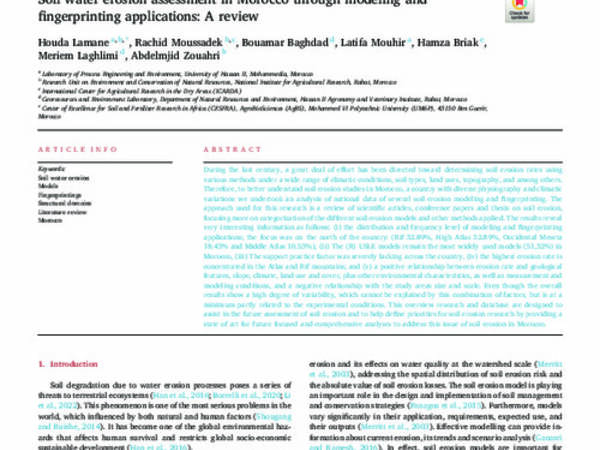 Soil water erosion assessment in Morocco through modeling and fingerprinting applications: A review