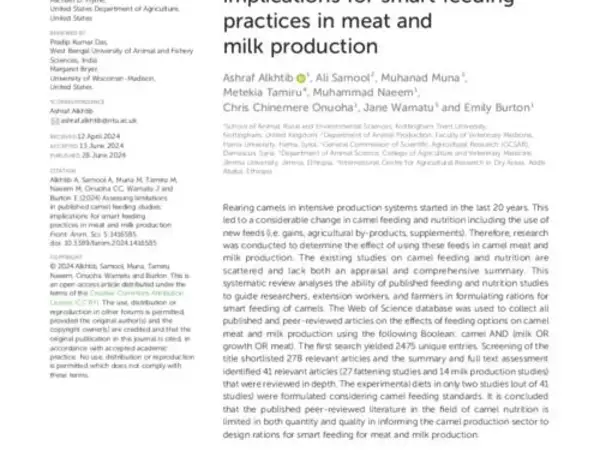 Assessing limitations in published camel feeding studies: implications for smart feeding practices in meat and milk production