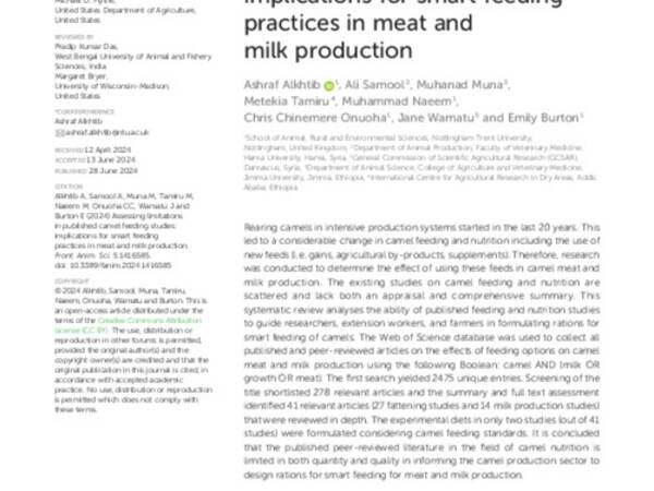 Assessing limitations in published camel feeding studies: implications for smart feeding practices in meat and milk production