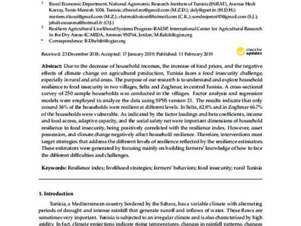 Livelihoods Strategies and Household Resilience to Food Insecurity: A Case Study from Rural Tunisia