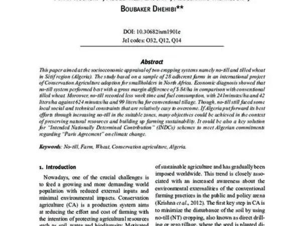 Socioeconomic assessment of no-till in wheat cropping system: a case study in Algeria
