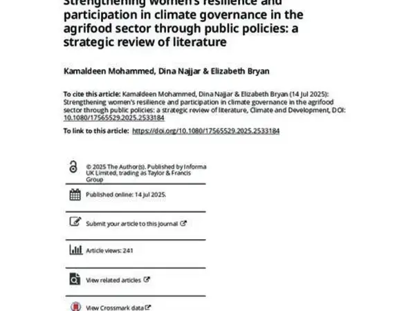 Strengthening women’s resilience and participation in climate governance in the agrifood sector through public policies: a strategic review of literature