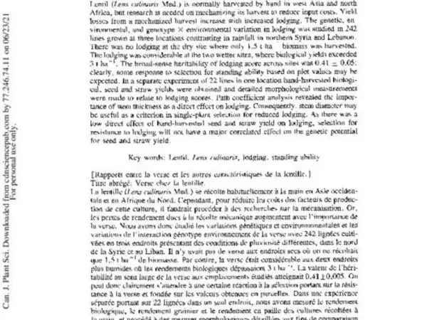 Lodging in Lentil and its Relationship with other Characters 