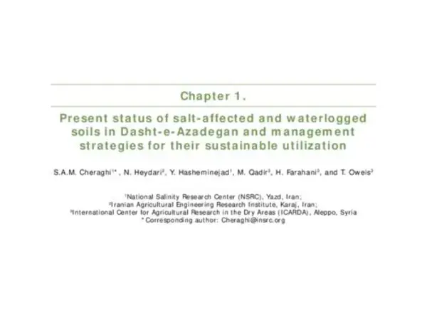 Present status of salt-affected and waterlogged soils in Dasht-e-Azadegan and management strategies for their sustainable utilization