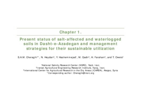 Present status of salt-affected and waterlogged soils in Dasht-e-Azadegan and management strategies for their sustainable utilization