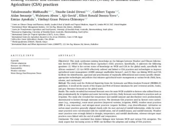 Linking weather and climate information services (WCIS) to Climate-Smart Agriculture (CSA) practices