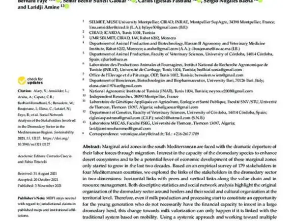 Social Network Analysis of the Stakeholders Involved in the Dromedary Sector in the Mediterranean Region
