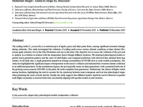 Insights Into Cydia pomonella adaptability to different climatic conditions: voltinism characteristics and suitability of phenological models for flight predictions