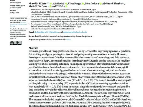 Developing automated machine learning approach for fast and robust crop yield prediction using a fusion of remote sensing, soil, and weather dataset