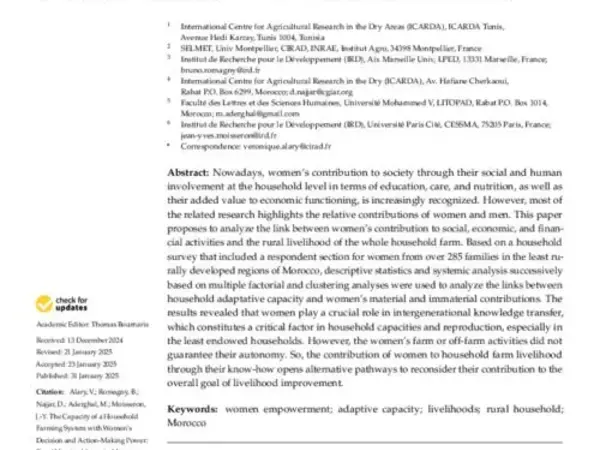 The Capacity of a Household Farming System with Women’s Decision and Action-Making Power: Rural Marginal Areas in Morocco