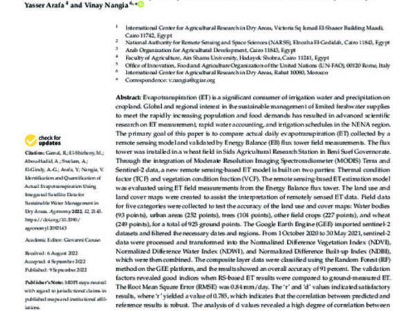 Identification and Quantification of Actual Evapotranspiration Using Integrated Satellite Data for Sustainable Water Management in Dry Areas