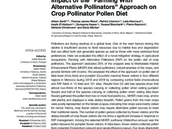 Impact of the “Farming With Alternative Pollinators” Approach on Crop Pollinator Pollen Diet
