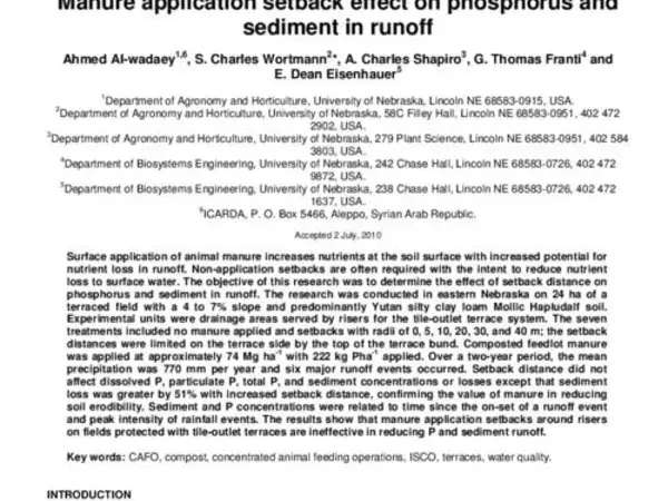 Manure application setback effect on phosphorus and sediment in runoff