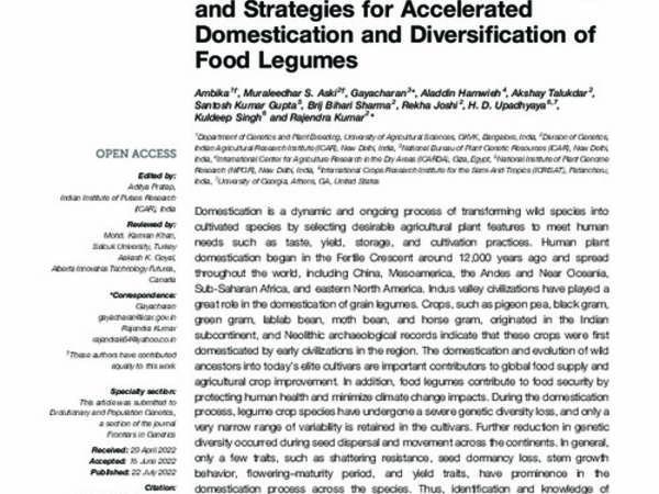 Unraveling Origin, History, Genetics, and Strategies for Accelerated Domestication and Diversification of Food Legumes