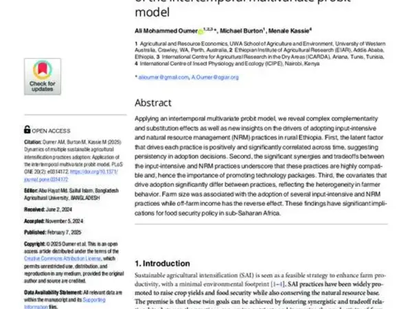 Dynamics of multiple sustainable agricultural intensification practices adoption: Application of the intertemporal multivariate probit model