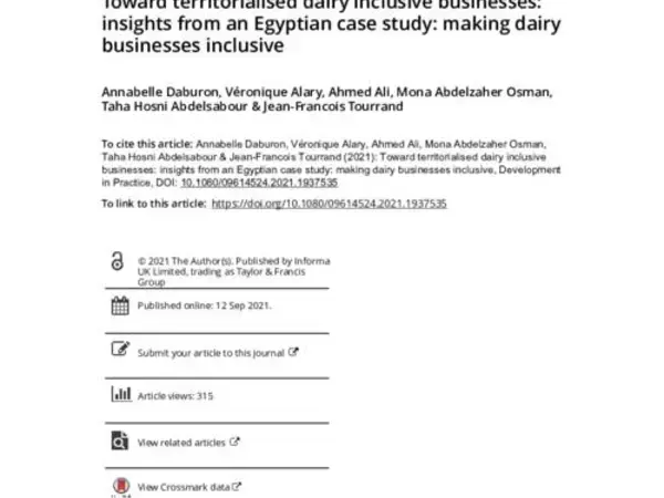 Toward territorialised dairy inclusive businesses: insights from an Egyptian case study: making dairy businesses inclusive