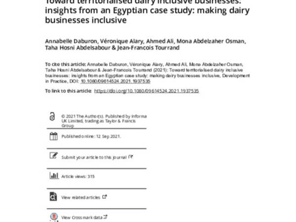 Toward territorialised dairy inclusive businesses: insights from an Egyptian case study: making dairy businesses inclusive