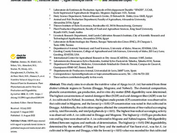 Nutritive Value of Ajuga iva as a Pastoral Plant for Ruminants: Plant Phytochemicals and In Vitro Gas Production and Digestibility