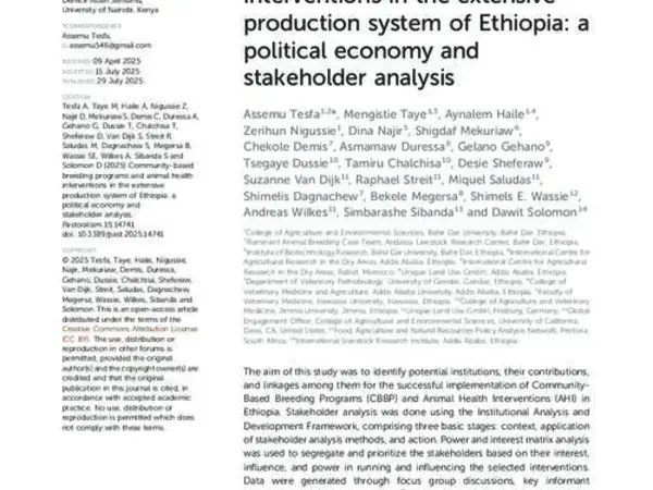 Community-based breeding programs and animal health interventions in the extensive production system of Ethiopia: a political economy and stakeholder analysis