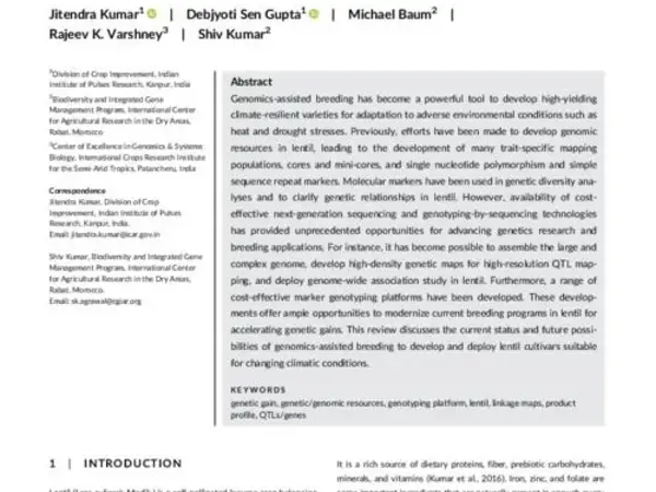 Genomics-assisted lentil breeding: Current status and futurestrategies