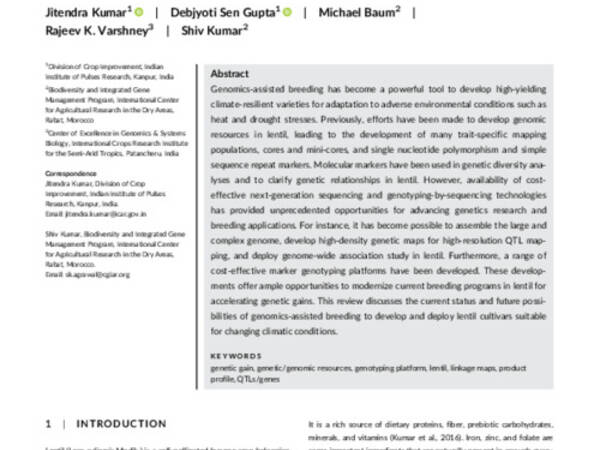 Genomics-assisted lentil breeding: Current status and futurestrategies