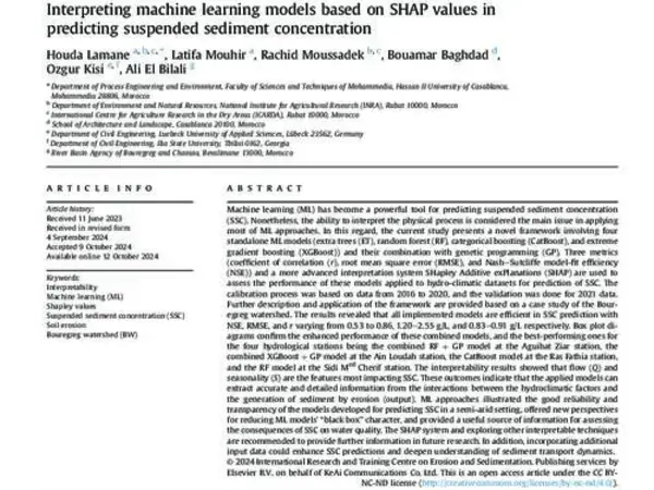 Interpreting machine learning models based on SHAP values in predicting suspended sediment concentration