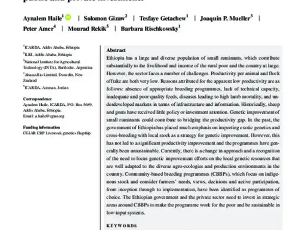 Community‐based breeding programmes are a viable solution for Ethiopian small ruminant genetic improvement but require public and private investments